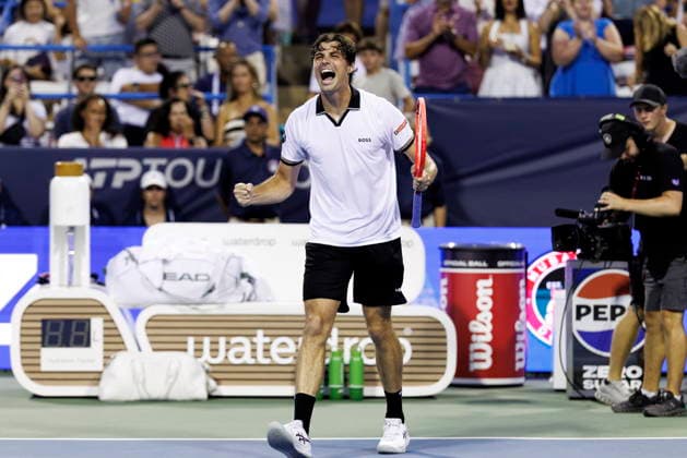 Mubadala Citi DC Tennis Open Taylor Fritz of the USA celebrates after beating Brandon Nakashima of the USA during their semi final match at the Mubadala Citi DC Open in Washington, DC, USA, 01 August 2026. WASHINGTON, DC DC UNITED STATES  Copyright: xWILLxOLIVERx