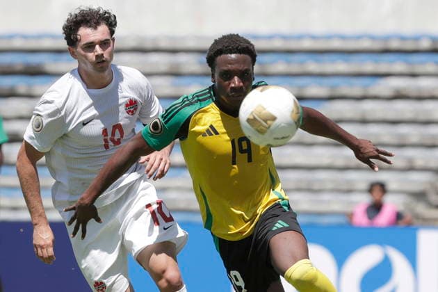 CONCACAF Under-20 Championship - Canada vs. Jamaica Liam Mackenzie (L) of Canada in action against Brandon Bent (R) of Jamaica during a CONCACAF U-20 Championship match between Canada and Jamaica, at the Estadio Universitario in Puebla, Mexico, 01 August 2026. Puebla Mexico  Copyright: xHILDAxRIOSx