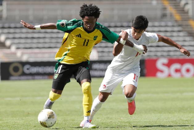 CONCACAF Under-20 Championship - Canada vs. Jamaica Lucas Lima (R) of Canada in action against Raequan Jahmani Bell (L) of Jamaica during a CONCACAF U-20 Championship match between Canada and Jamaica, at the Estadio Universitario in Puebla, Mexico, 01 August 2026. Puebla Mexico  Copyright: xHILDAxRIOSx