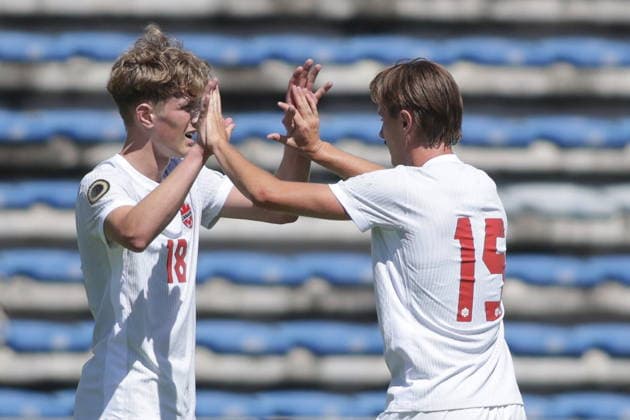 CONCACAF Under-20 Championship - Canada vs. Jamaica Valter Sedin (L) and Max Vogele (R) of Canada celebrate a goal during a CONCACAF U-20 Championship match between Canada and Jamaica, at the Estadio Universitario in Puebla, Mexico, 01 August 2026. Puebla Mexico  Copyright: xHILDAxRIOSx