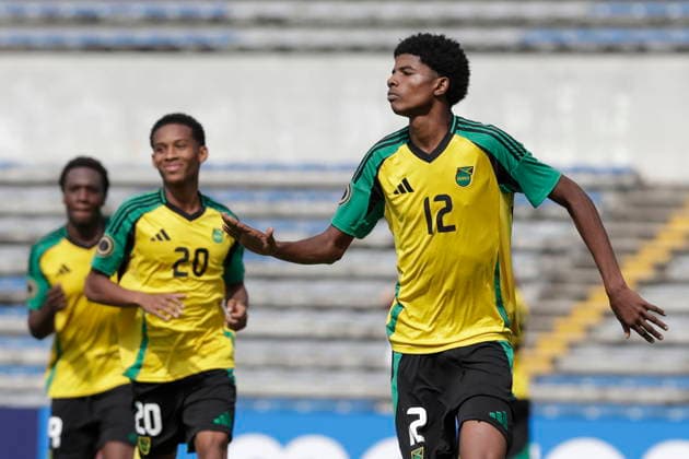 CONCACAF Under-20 Championship - Canada vs. Jamaica Jamaica s Sean Leighton (R) celebrates a goal during a CONCACAF U-20 Championship match between Canada and Jamaica, at the Estadio Universitario in Puebla, Mexico, 01 August 2026. Puebla Mexico  Copyright: xHILDAxRIOSx