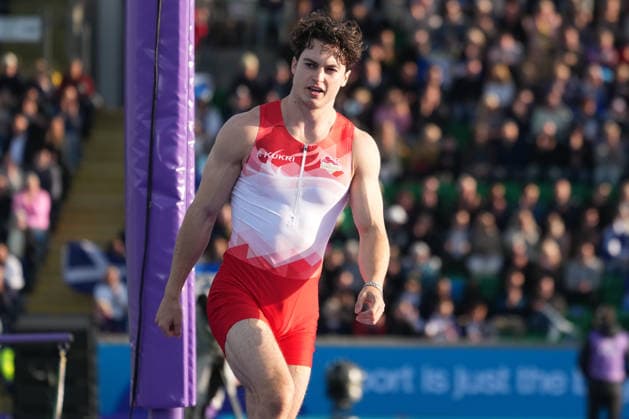 RECORD DATE NOT STATED 1st August 2026; Glasgow, Scotland; 2026 Commonwealth Games, Day Ten; Owen Heard of England celebrates during the Mens Pole Vault final AlecxBrown