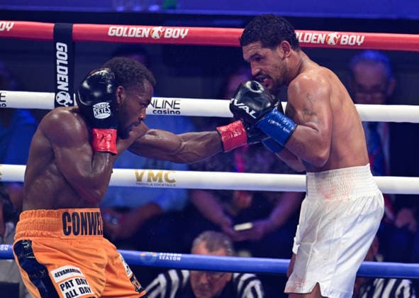 Charles Conwell vs. Paul Kroll in Las Vegas LAS VEGAS, NEVADA - AUG 1: Charles Conwell (in orange short) and Paul Kroll (in white short) exchange punches during their super welterweight title fight on Saturday night at The Theater Virgin Hotel in Las Vegas, Nevada, United States on August 1, 2026 on the undercard of Lamont Roach s and William Zepeda s clash for the WBC World Lightweight championship. Tayfun Coskun Anadolu Nevada United States. Editorial use only. Please get in touch for any other usage.  Copyright: x2026xAnadoluxTayfunxCoskunx