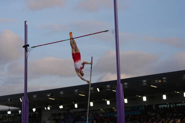 RECORD DATE NOT STATED 1st August 2026; Glasgow, Scotland; 2026 Commonwealth Games, Day Ten; Owen Heard of England during the Mens Pole Vault final AlecxBrown