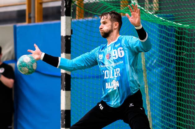 Altbach: HBL - 26 27 - SG BBM Bietigheim - Eulen Ludwigshafen Torhueter Jan Hrdlicka (Bietigheim) Altbach Baden-Württemberg Deutschland *** Altbach HBL 26 27 SG BBM Bietigheim Eulen Ludwigshafen Goalkeeper Jan Hrdlicka Bietigheim Altbach Baden-Württemberg Germany