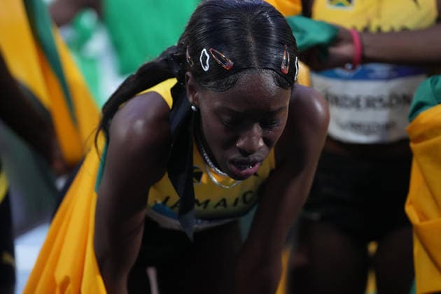 RECORD DATE NOT STATED 1st August 2026; Glasgow, Scotland; 2026 Commonwealth Games, Day Ten; Dejanea Oakley of Jamaica after winning the mixed 4 x 400m relay final AlecxBrown
