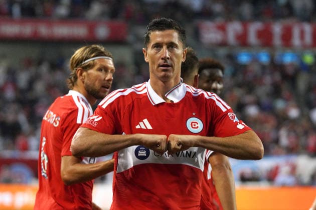 Robert Lewandowski of Chicago celebrates a goal during a MLS, Fussball Herren, USA match between Chicago Fire and Charlotte FC at the Soldier Field stadium in Chicago, United States, 01 August 2026. MLS: Chicago Fire vs Charlotte FC !ACHTUNG: NUR REDAKTIONELLE NUTZUNG!  Copyright: xKennethxFernándezx AMDEP9961 20260802-55021054055_1