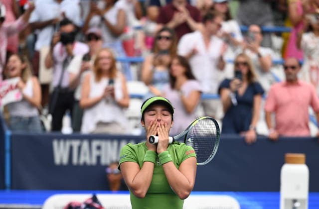 WASHINGTON, DC - AUGUST 01: Alexandra Eala of Philippines celebrates after winning the Women s Singles Semifinal match against Naomi Osaka of Japan on day 6 of the Mubadala Citi DC Open 2026 at William H.G. FitzGerald Tennis Center on August 1, 2026 in Washington, DC.  Copyright: xChinaxNewsxServicex 111657691330
