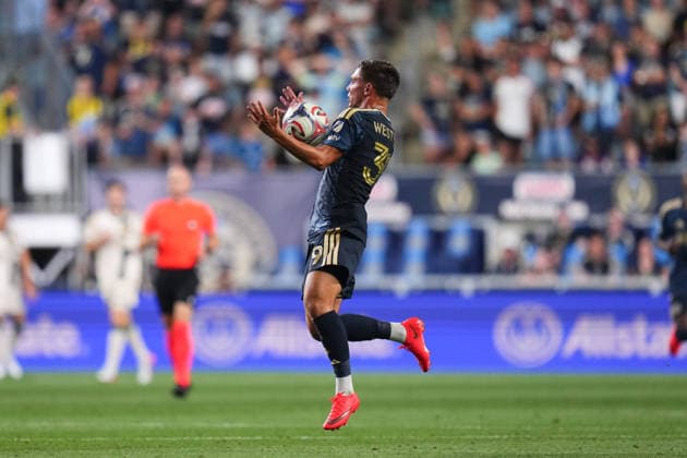 August 01, 2026: Philadelphia Union Defender Frankie Westfield (39) controls the ball during the second half of an MLS, Fussball Herren, USA match against Atlanta United at Subaru Park in Chester, Pennsylvania. CSM Chester United States of America - ZUMAc04_ 20260801_zma_c04_206 Copyright: xKylexRoddenx