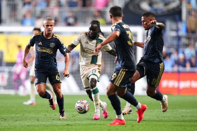 August 01, 2026: Atlanta United Midfielder Tristan Muyumba (8) controls the ball during the second half of an MLS, Fussball Herren, USA match against the Philadelphia Union at Subaru Park in Chester, Pennsylvania. CSM Chester United States of America - ZUMAc04_ 20260801_zma_c04_216 Copyright: xKylexRoddenx