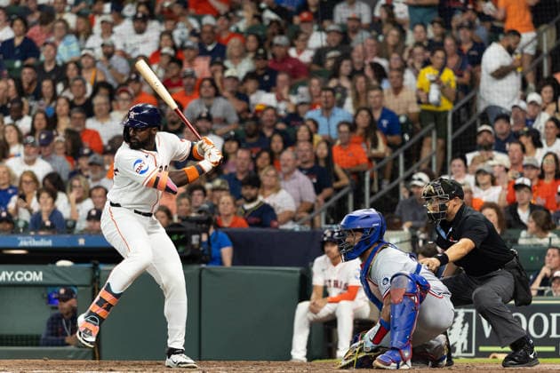 August 1, 2026, Houston, Texas, USA: Houston Astros left field TAYLOR TRAMMELL (26) winds up a 2 run hit in the bottom of the third inning of a Major League Baseball game between the Texas Rangers and the Houston Astros, August 1, 2026, at Daikin Park in Houston, Texas. Houston USA - ZUMAg287 20260801_zsp_g287_037 Copyright: xMatthewxGuzmanx