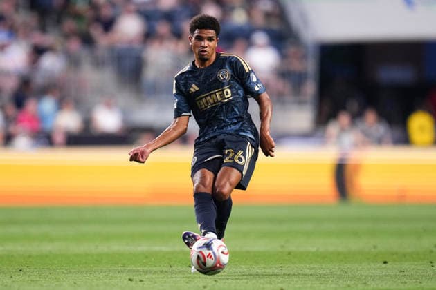 August 01, 2026: Philadelphia Union Defender Nathan Harriel (26) passes the ball during the first half of an MLS, Fussball Herren, USA match against Atlanta United at Subaru Park in Chester, Pennsylvania. CSM Chester United States of America - ZUMAc04_ 20260801_zma_c04_222 Copyright: xKylexRoddenx