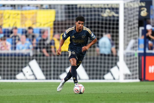 August 01, 2026: Philadelphia Union Defender Nathan Harriel (26) controls the ball during the first half of an MLS, Fussball Herren, USA match against Atlanta United at Subaru Park in Chester, Pennsylvania. CSM Chester United States of America - ZUMAc04_ 20260801_zma_c04_223 Copyright: xKylexRoddenx