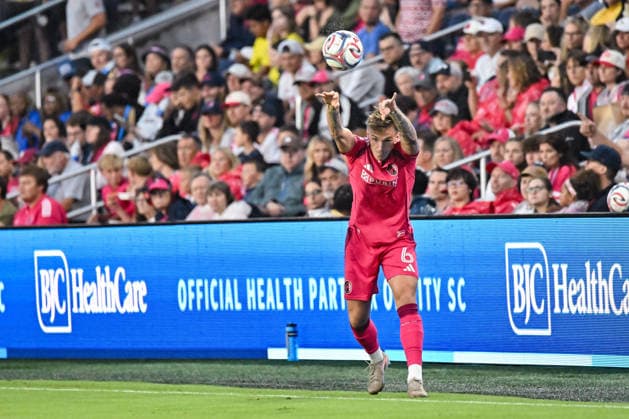ST. LOUIS, MO - AUGUST 01: Conrad Wallem (6) of the St. Louis CITY SC throws the ball in during the MLS, Fussball Herren, USA regular season match where St. Louis CITY SC hosted Real Salt Lake on Saturday August 1st, 2026, at Energizer Park in St. Louis City, MO. (Photo by Rick Ulreich Icon Sportswire) SOCCER: AUG 01 MLS St. Louis CITY SC vs Real Salt Lake EDITORIAL USE ONLY Icon26080107