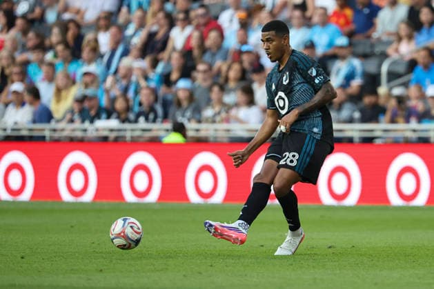 August 1, 2026, St. Paul, Minnesota, United States: Minnesota United FC defense JEFFERSON DIAZ (28) passes across the field. Minnesota United hosted San Diego August 1st. The teams faced off at Allianz Field in St. Paul, Minnesota. The teams drew 1-1. St. Paul United States - ZUMAt166 20260801_zsp_t166_027 Copyright: xMichaelxTurnerx