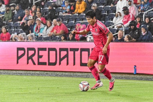 ST. LOUIS, MO - AUGUST 01: Jeong Sang-bin (77) of the St. Louis CITY SC controls the ball during the MLS, Fussball Herren, USA regular season match where St. Louis CITY SC hosted Real Salt Lake on Saturday August 1st, 2026, at Energizer Park in St. Louis City, MO. (Photo by Rick Ulreich Icon Sportswire) SOCCER: AUG 01 MLS St. Louis CITY SC vs Real Salt Lake EDITORIAL USE ONLY Icon26080127