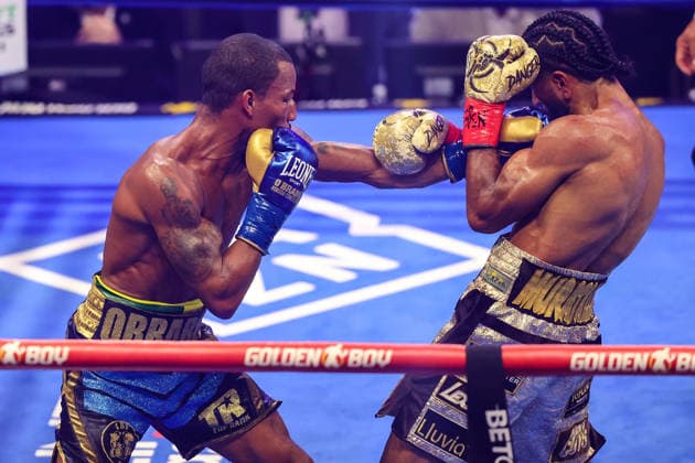 August 01, 2026: (L-R) Robson Conceicao punches Raymond Muratalla during the IBF Lightweight title fight on the Roach Jr. vs Zepeda card inside The Theater at the Virgin Hotels on August 1, 2026 in Las Vegas, NV. CSM. Las Vegas United States of America - ZUMAc04_ 20260801_zma_c04_244 Copyright: xChristopherxTrimx