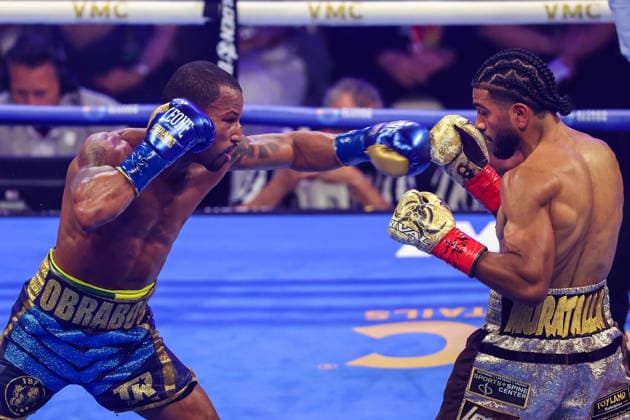 August 01, 2026: (L-R) Robson Conceicao punches Raymond Muratalla during the IBF Lightweight title fight on the Roach Jr. vs Zepeda card inside The Theater at the Virgin Hotels on August 1, 2026 in Las Vegas, NV. CSM. Las Vegas United States of America - ZUMAc04_ 20260801_zma_c04_246 Copyright: xChristopherxTrimx