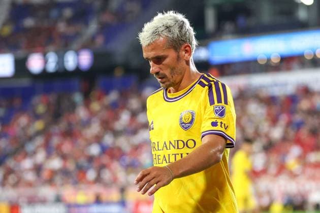 match between New York Red Bulls and Orlando for the MLS, Fussball Herren, USA Antoine Griezmann of Orlando during a match between the New York Red Bulls and Orlando City for the MLS (Major League Soccer) at the Sports Illustrated Stadium in Harrison, New Jersey, United States on the evening of Saturday, August 1, 2026. HARRISON sports illustrated stadium NJ UNITED STATES Copyright: xWILLIAMxVOLCOVx