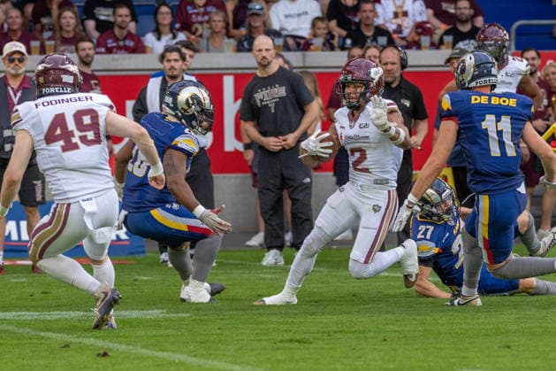Joshua Scott (Rhein Fire, 02), GER Rhein Fire vs. Alpine Rams, American Football, AFLE, Saison 2026, 01.08.2026 GER Rhein Fire vs. Alpine Rams, American Football, AFLE, Saison 2026, 01.08.2026 Duisburg *** Joshua Scott Rhein Fire, 02, GER Rhein Fire vs. Alpine Rams, American Football, AFLE, 2026 Season, 01 08 2026 GER Rhein Fire vs. Alpine Rams, American Football, AFLE, 2026 Season, August 1, 2026, Duisburg Copyright: xEibner-Pressefoto FabianxFriesex EP_FFE