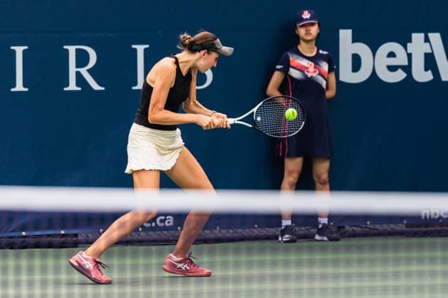 August 1, 2026, Toronto, Ontario, Canada: ANA GRUBOR of Canada is seen in action against MAYA JOINT of Australia during a women s singles qualifying match at the 2026 National Bank Open at Sobeys Stadium in Toronto, Ontario. Toronto Canada - ZUMAt160 20260801_zip_t160_061 Copyright: xMathewxTsangx