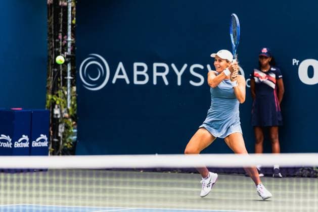 August 1, 2026, Toronto, Ontario, Canada: VARVARA LEPCHENKO of United States of America is seen in action against EMERSON JONES of Australia during a women s singles qualifying match at the 2026 National Bank Open at Sobeys Stadium in Toronto, Ontario. Toronto Canada - ZUMAt160 20260801_zip_t160_046 Copyright: xMathewxTsangx