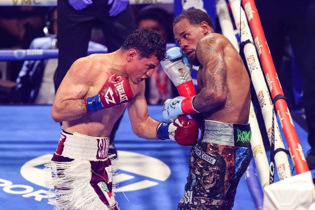 August 01, 2026: (L-R) William Zepeda punches Lamont Roach Jr. during their WBC Lightweight title fight inside The Theater at the Virgin Hotels on August 1, 2026 in Las Vegas, NV. CSM. Las Vegas United States of America - ZUMAc04_ 20260801_zma_c04_273 Copyright: xChristopherxTrimx