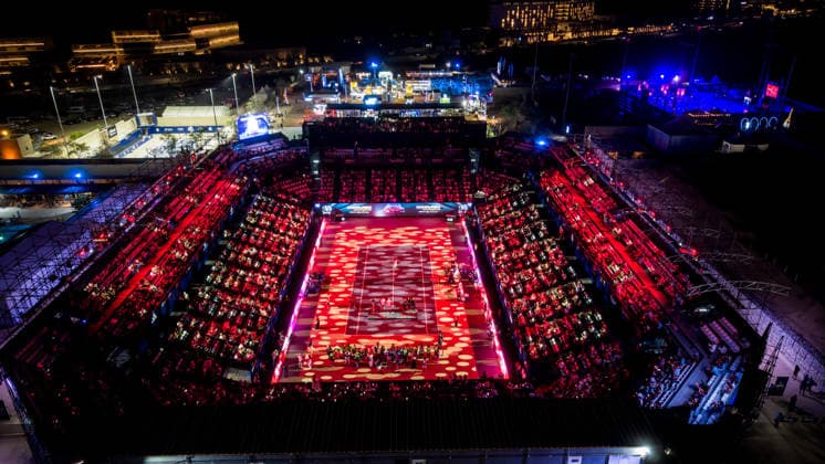 LOS CABOS TENNIS OPEN 2026 LOS CABOS TENNIS OPEN 2026 AERIAL VIEW 01082026 LOS CABOS, MEXICO. Aerial view of the main stadium during the singles final match at the Los Cabos Tennis Open 2026 at the Cabo Sports Complex in Baja California, Mexico. Vista aerea del estadio principal durante juego de la final de singles del Los Cabos Tennis Open 2026 celebrado en el Cabo Sports Complex en Baja California, Mexico. PHOTO BY IMAGENSHOP AGENCIA FOTOGRAFICA LOS CABOS BAJA CALIFORNIA MEXICO *** LOS CABOS TENNIS OPEN 2026 LOS CABOS TENNIS OPEN 2026 AERIAL VIEW 01 08 2026 LOS CABOS, MEXICO Aerial view of the main stadium during the singles final match at the Los Cabos Tennis Open 2026 held at the Cabo Sports Complex in Baja California, Mexico Aerial view of the main stadium during the singles final match at the Los Cabos Tennis Open 2026 held at the Cabo Sports Complex in Baja California, Mexico PHOTO BY IMAGENSHOP PHOTO AGENCY LOS CABOS BAJA CALIFORNIA MEXICO Copyright: xIMAGENSHOPxAGENCIAxFOTOGRAFICAx