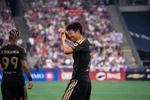 VANCOUVER, CANADA - AUGUST 1: Heung Min Son of Los Angeles FC reacts and celebrates after scoring their first goal during the Major League Soccer match between Vancouver Whitecaps FC and Los Angeles at BC Place Stadium on August 1, 2026 in Vancouver, British Columbia, Canada.  Copyright: xAmyxElle SPPx Sportspressphoto_SPR199358