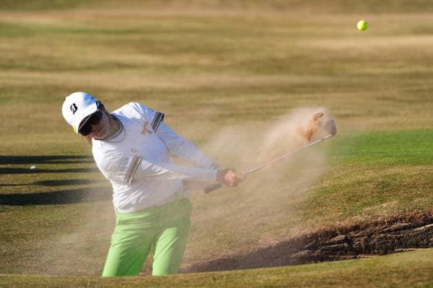 Golf: Women s British Open Shiho Kuwaki of Japan hits out of a bunker on the 17th hole during the third round of the Women s British Open golf tournament on Aug. 1, 2026, at Royal Lytham &amp; St Annes Golf Club in Lytham St Annes, England.  A14AA0005624750P