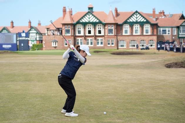 Golf: Women s British Open Ayaka Furue of Japan plays a shot on the 18th hole during the third round of the Women s British Open golf tournament on Aug. 1, 2026, at Royal Lytham &amp; St Annes Golf Club in Lytham St Annes, England.  A14AA0005624755P