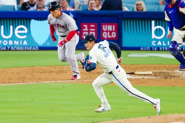 Yoshinobu Yamamoto, (Dodgers) August 1, 2026 Baseball: Yoshinobu Yamamoto of the Los Angeles Dodgers pitches against Masataka Yoshida and the Boston Red Sox during the MLB, Baseball Herren, USA regular season game at Dodger Stadium in Los Angeles, California, USA.  aflo_339837586 TakashixKurosawax