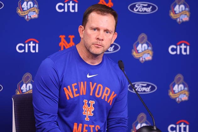 MLB, Baseball Herren, USA New York Mets press conference, PK, Pressekonferenz New York Mets manager Andy Green speaks to the media during a press conference in the Shannon Forde Press Conference Room at Citi Field in Flushing, New York, on August 1, 2026. Flushing N.Y. United States  Copyright: xGordonxDonovanx originalFilename:donovan-mlbmiami260801_npE9S.jpg