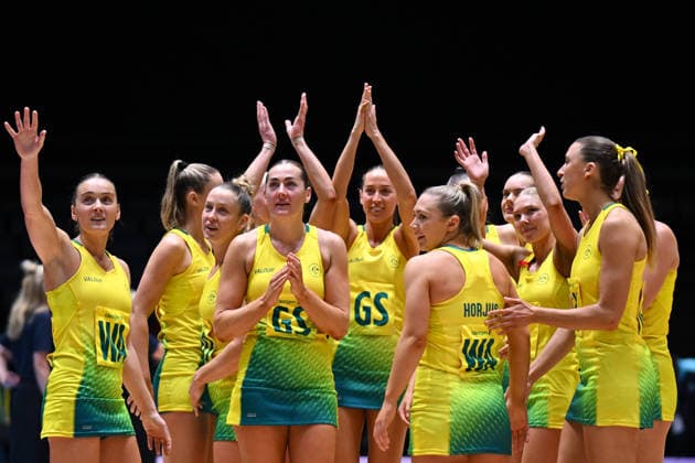 COM26 NETBALL, Team Australia celebrate after winning the Bronze Medal match between Australia and England of the Glasgow 2026 Commonwealth Games at The Hydro in Glasgow, Scotland, Sunday, August 2, 2026. ( NO ARCHIVING, EDITORIAL USE ONLY Glasgow Scotland United Kingdom  Copyright: xLUKASxCOCHx 20260802163717557270