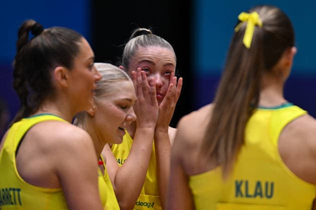 COM26 NETBALL, Sophie Dwyer of Australia reacts after winning the Bronze Medal match between Australia and England of the Glasgow 2026 Commonwealth Games at The Hydro in Glasgow, Scotland, Sunday, August 2, 2026. ( NO ARCHIVING, EDITORIAL USE ONLY Glasgow Scotland United Kingdom  Copyright: xLUKASxCOCHx 20260802153923547597