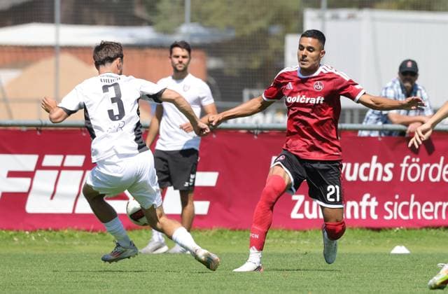 02.08.2026 - Fussball - Saison 2026 2027 - Testspiel Freundschaftsspiel Vorbereitungsspiel: 1. FC Nürnberg Nuernberg FCN ( Club ) - FSV Frankfurt - Sportfoto Zink DaMa - xdaxmax - Christoph Ehlich (3, FSV Frankfurt ) Ioannis Masouras (21, 1. FC Nürnberg FCN ) *** August 2, 2026 Soccer Season 2026–2027 Exhibition Match Friendly Match Preseason Match 1. FC Nürnberg Nuremberg FCN Club FSV Frankfurt Sports Photo Zink DaMa xdaxmax Christoph Ehlich 3, FSV Frankfurt Ioannis Masouras 21, 1 FC Nuremberg FCN