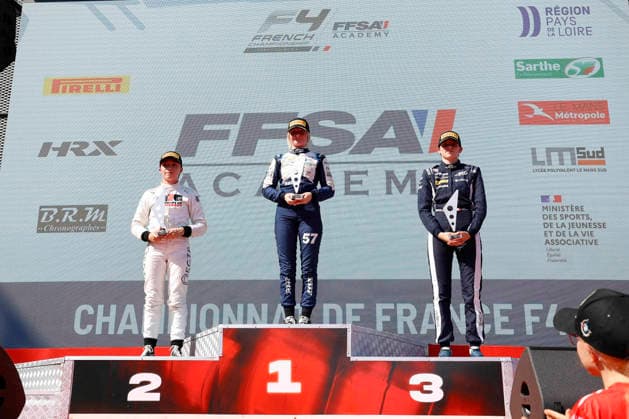 AUTO - CHAMPIONNAT DE FRANCE FFSA F4 2026 - MAGNY-COURS FISHER Autumn (CAN),Mygale M21-F4, portrait BILLARD Lisa (FRA),Mygale M21-F4, portrait JACQUET Jade (FRA),Mygale M21-F4, portrait podium,during the 4th round of the Championnat de France FFSA F4 2026, from July 31 to August 2, 2026 on the Circuit de Nevers Magny-Cours, in Magny-Cours, France -  Copyright: xGREGORYxLENORMANDx