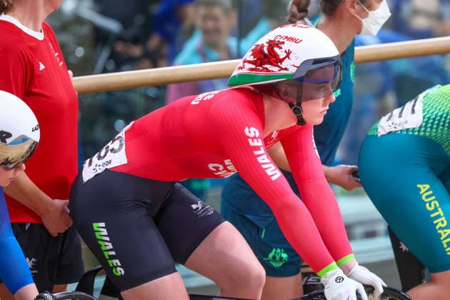 2nd August 2026; Glasgow, Scotland; 2026 Commonwealth Games, Final Day; Sir Chris Hoy Velodrome, Track cycling, Rad, Radsport, Bahnrad, Bahn Womens Keirin First Round, Emma Finucane (WAL) waits to compete RogerxEvans