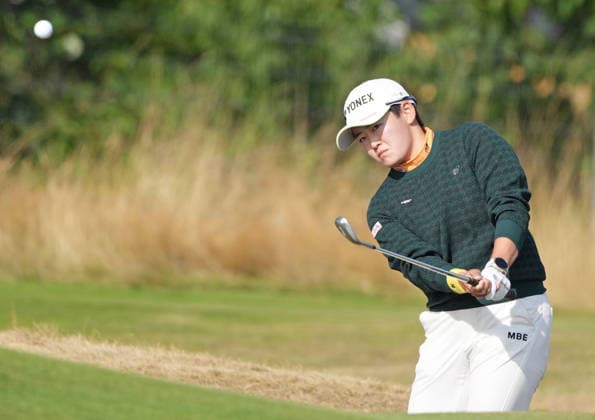 Golf: Women s British Open Akie Iwai of Japan plays a shot on the first hole during the final round of the Women s British Open golf tournament on Aug. 2, 2026, at Royal Lytham &amp; St Annes Golf Club in Lytham St Annes, England.  A14AA0005624820P