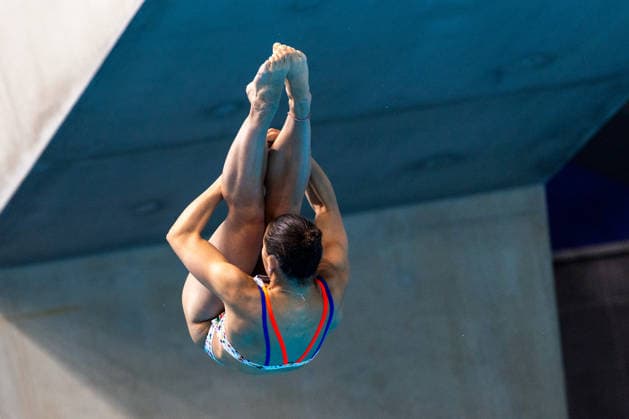 Sport Bilder des Tages SWIMMING - EAC 2026 PARIS,FRANCE,02.AUG.26 - SWIMMING - European Aquatics Championships Paris 2026, diving, 1m springboard, women. Image shows Amelie Enya Foerster (ARM).  GEPAxpictures xPhilippxBrem