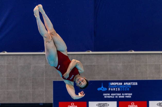 SWIMMING - EAC 2026 PARIS,FRANCE,02.AUG.26 - SWIMMING - European Aquatics Championships Paris 2026, diving, 1m springboard, women. Image shows Laura Valore (DEN).  GEPAxpictures xPhilippxBrem