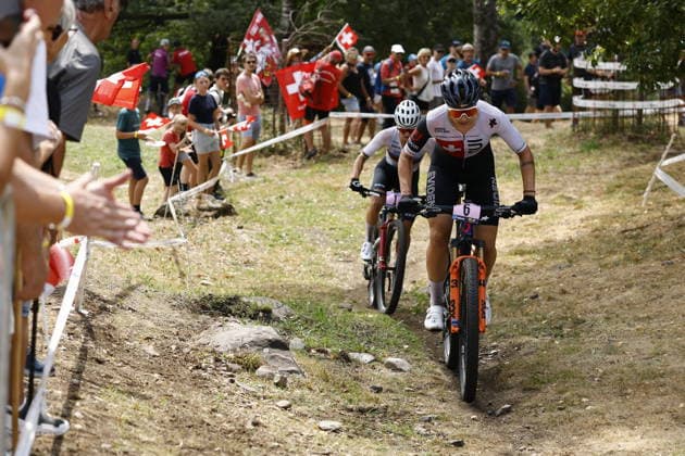 02.08.2026, Monteceneri, Monte Ceneri, 2026 UEC MTB European Championship, EM, Europameisterschaft XCO Women Elite s Final (cross country olympic) Ronja Blöchinger 6 (SUI) and Jenny Rissveds 1 (SWE) Monteceneri Monte Ceneri Ticino Switzerland *** August 2, 2026, Monteceneri, Monte Ceneri, 2026 UEC MTB European Championship XCO Women s Elite Final, Cross-Country Olympic: Ronja Blöchinger (6, SUI) and Jenny Rissveds (1, SWE), Monteceneri, Monte Ceneri, Ticino, Switzerland Copyright: xJustPictures.ch FrancescoxMinghettix jp-en-FrMi-_NG_1511
