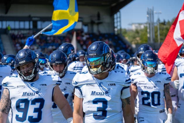 02.08.2026, xhfmx, American Football EFA European Football Alliance, Frankfurt Galaxy - Nordic Storm v.l. Kristoffer Brun Hansen (Nordic Storm, 93), Jadrian Clark (Nordic Storm, 3), Kenneth Larsen-Ledet (Nordic Storm, 20) (DFL DFB REGULATIONS PROHIBIT ANY USE OF PHOTOGRAPHS as IMAGE SEQUENCES and or QUASI-VIDEO) Frankfurt am Main *** August 2, 2026, xhfmx, American Football EFA European Football Alliance, Frankfurt Galaxy vs. Nordic Storm, Kristoffer Brun Hansen (Nordic Storm), 93, Jadrian Clark, Nordic Storm; 3, Kenneth Larsen Ledet, Nordic Storm; 20. DFL and DFB regulations prohibit any use of photographs as image sequences and or quasi-video. Frankfurt am Main