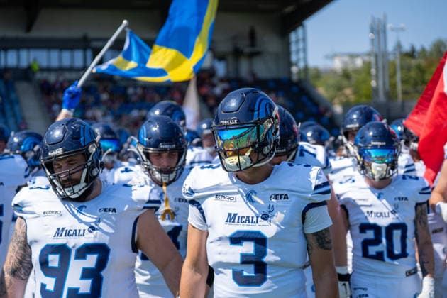 02.08.2026, xhfmx, American Football EFA European Football Alliance, Frankfurt Galaxy - Nordic Storm v.l. Kristoffer Brun Hansen (Nordic Storm, 93), Jadrian Clark (Nordic Storm, 3), Kenneth Larsen-Ledet (Nordic Storm, 20) (DFL DFB REGULATIONS PROHIBIT ANY USE OF PHOTOGRAPHS as IMAGE SEQUENCES and or QUASI-VIDEO) Frankfurt am Main *** August 2, 2026, xhfmx, American Football EFA European Football Alliance, Frankfurt Galaxy vs. Nordic Storm, Kristoffer Brun Hansen (Nordic Storm), 93, Jadrian Clark, Nordic Storm; 3, Kenneth Larsen Ledet, Nordic Storm; 20. DFL and DFB regulations prohibit any use of photographs as image sequences and or quasi-video. Frankfurt am Main
