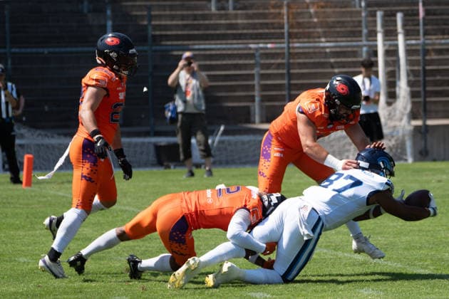 02.08.2026, xhfmx, American Football EFA European Football Alliance, Frankfurt Galaxy - Nordic Storm Roberto Miranda (Nordic Storm, 87) erzielt einen Touchdown (DFL DFB REGULATIONS PROHIBIT ANY USE OF PHOTOGRAPHS as IMAGE SEQUENCES and or QUASI-VIDEO) Frankfurt am Main *** August 2, 2026, xhfmx, American Football EFA European Football Alliance, Frankfurt Galaxy Nordic Storm Roberto Miranda Nordic Storm, 87 scores a touchdown DFL DFB REGULATIONS PROHIBIT ANY USE OF PHOTOGRAPHS as IMAGE SEQUENCES and or QUASI-VIDEO Frankfurt am Main