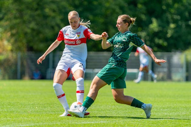 Testspiel: VfB Stuttgart vs. SpVgg Greuther Fürth; 02.08.2026 Stuttgart, GERMANY - 02. August 2026: Luzie Zähringer (VfB Stuttgart, 23) im Zweikampf während dem Testspiel zwischen dem VfB Stuttgart und dem SpVgg Greuther Fürth auf dem Sportgelände des Clubzentrum des VfB Stuttgart. *** Friendly Match: VfB Stuttgart vs. SpVgg Greuther Fürth, August 2, 2026, Stuttgart, GERMANY August 2, 2026 Luzie Zähringer of VfB Stuttgart, 23, in a tackle during the friendly match between VfB Stuttgart and SpVgg Greuther Fürth at the sports complex of the VfB Stuttgart Club Center Copyright: xBEAUTIFULxSPORTS Steinx