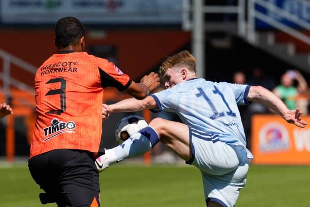 VOLENDAM , 13-02-2026 , Kras Stadium, season 2026 2027 , Pre season footbal . Match between FC Volendam and Ajax . Picture shows FC Volendam player Mawouna Amevor and Ajax player Oliver Edvardsen Volendam - Ajax (friendly  x205403139x Copyright: