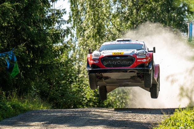 IPA87186197 - M?rti?ö Sesks (LAT) and Ren?rs Francis (LAT) in an M Ford World Rally Team Ford Puma Rally1 in action during the FIA WRC, Motorsport Rallye, WM Secto Rally Finland in Jyväskylä, Finland, July 30–August 2, 2026.  Copyright: xFedericoxManoni IPAxSportx xx 87186197