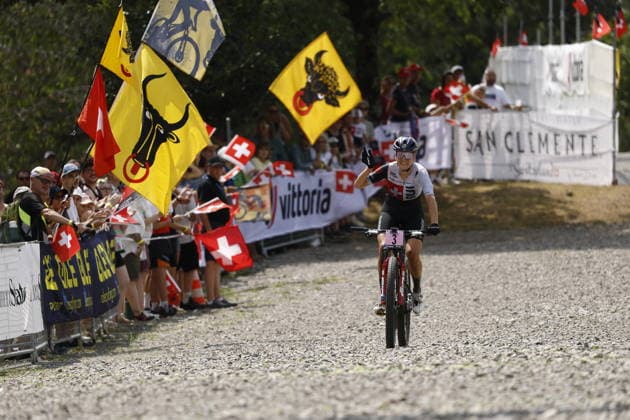 02.08.2026, Monteceneri, Monte Ceneri, 2026 UEC MTB European Championship, EM, Europameisterschaft XCO Women Elite s Final (cross country olympic) Sina Frei 4 (SUI) arriving in fourth position Monteceneri Monte Ceneri Ticino Switzerland *** August 2, 2026, Monteceneri, Monte Ceneri, 2026 UEC MTB European Championship XCO Women s Elite Final, Cross-Country Olympic, Sina Frei (4 SUI) finishing in fourth place, Monteceneri, Monte Ceneri, Ticino, Switzerland Copyright: xJustPictures.ch FrancescoxMinghettix jp-en-FrMi-_NG_2009