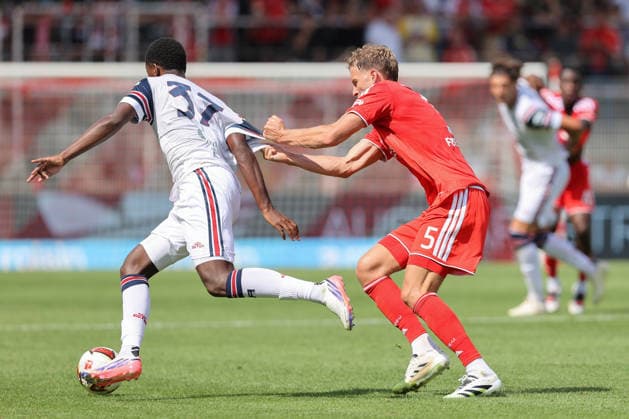 02.08.2026, xtgx, Fussball, Testspiel, 1. FC Union Berlin - Cagliari Calcio v.l. Yael Fritz Trepy (Cagliari, 37) Marvin Friedrich (Union Berlin, 5) Zweikampf, Duell, Kampf, tackle (DFL DFB REGULATIONS PROHIBIT ANY USE OF PHOTOGRAPHS as IMAGE SEQUENCES and or QUASI-VIDEO) Berlin *** August 2, 2026, xtgx, Soccer, Friendly Match, 1 FC Union Berlin vs. Cagliari Calcio, Yael Fritz Trepy (Cagliari), 37 Marvin Friedrich (Union Berlin), 5 Tackle, Duel, Battle, DFL DFB REGULATIONS PROHIBIT ANY USE OF PHOTOGRAPHS AS IMAGE SEQUENCES AND OR QUASI-VIDEO Berlin